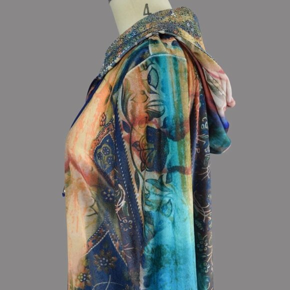 KAKTUS VINTAGE Y2K TIE DYE VELOUR ZIP HOODIE JACKET - Picture 4 of 9